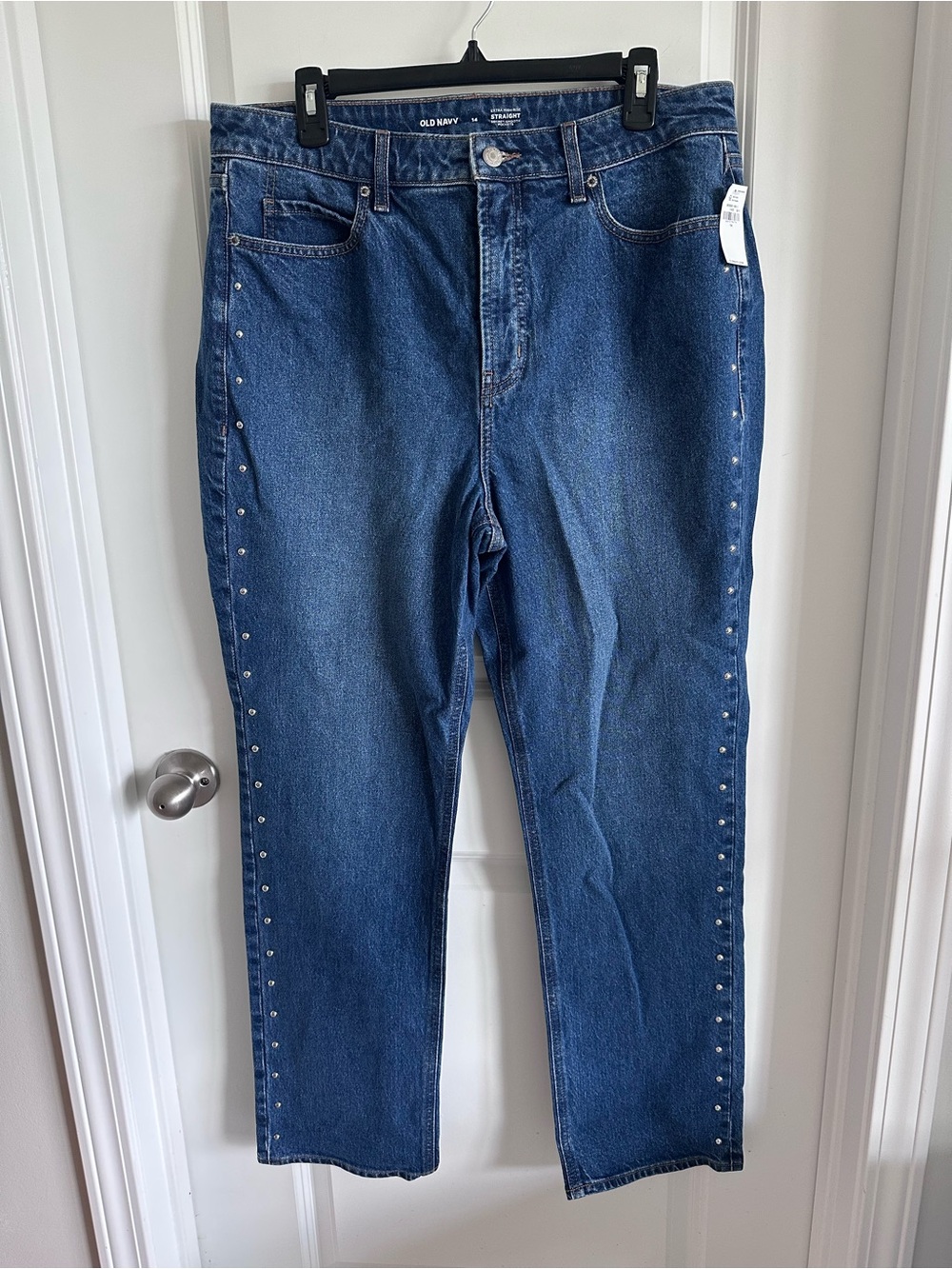 Old Navy Blue Straight-Leg Jeans with Side Studs